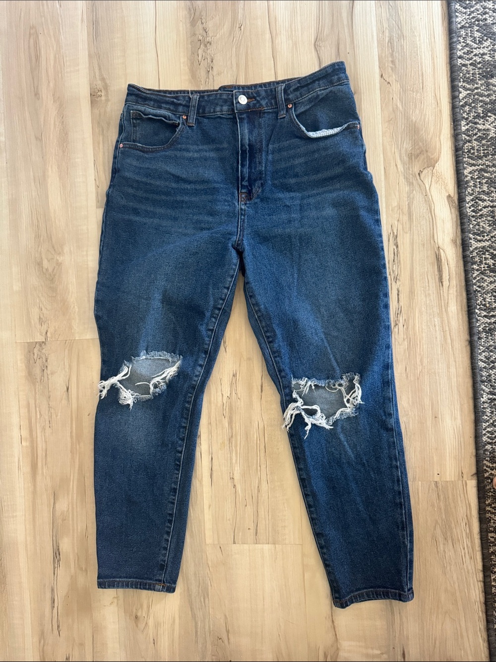 No Boundaries Dark Blue Distressed Boyfriend Jeans